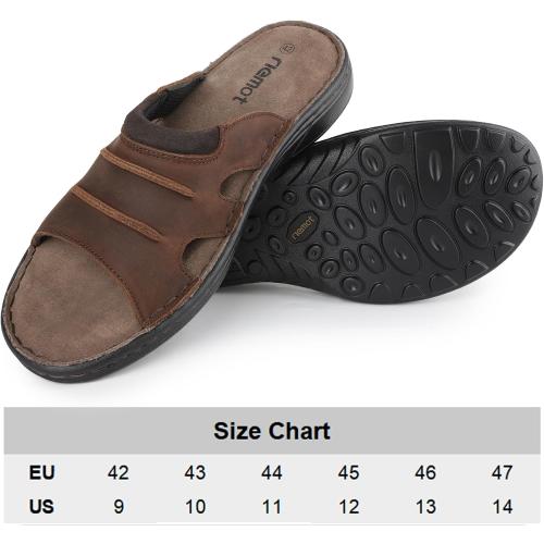 Size/8 riemot Men's Leather Sandals Outdoor Walking Cushioning Arch Support Sandals Casual Lightweight Non-slip Summer Slides Shoes US 9-14