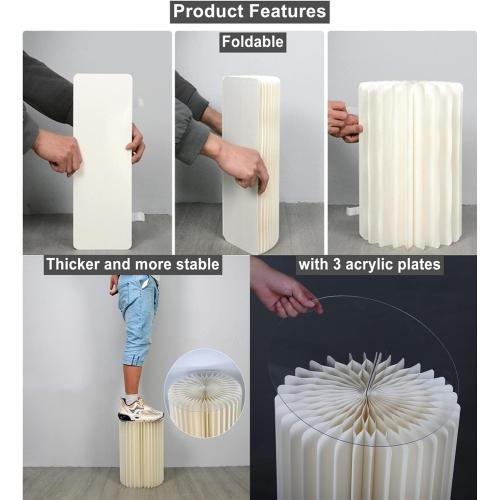 Cylinder Stands for Party 3Pcs Round Pedestal Stand Foldable Cardboard Columns Cylinder Tables for Parties Baby Shower Birthday Wedding Pillars Display Decoration