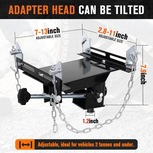 Transmission Jack Adapter for Cars&Trucks,1100 lbs/0.5 Ton Capacity Gearbox Removal Tool,Fits Hydraulic Floor Jack Conversion,Double Safety Chains for Passenger Cars,Light-Duty Truck Transmissions