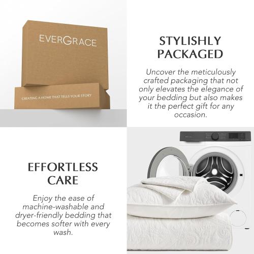 EVERGRACE 100% Cotton Paisley Quilt Set, Oversized King 3 Piece Set – Prewashed Lightweight Bedspread with 2 Shams, Soft & Breathable Matelasse Coverlet for All-Season Comfort, Bright White