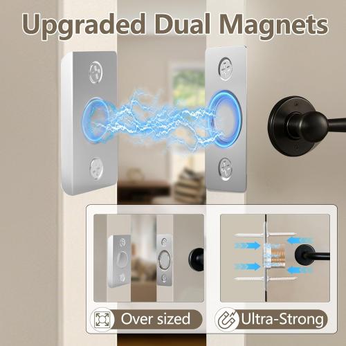 Tonitrui Upgraded Strong Magnetic Door Catch, Replacement for Traditional Door Ball Catch, Quite & Easy to Install, Use for Top of Door, Closet Door, 2 Pack, Silver