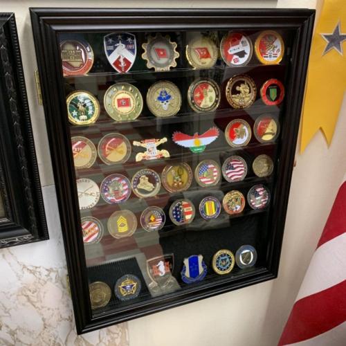 Military Challenge Coin Display Case Poker Chip Display Stand Rack Black Finish 98% UV Protection Compatible with Army Navy Air Force Marine Corps Honored Coins