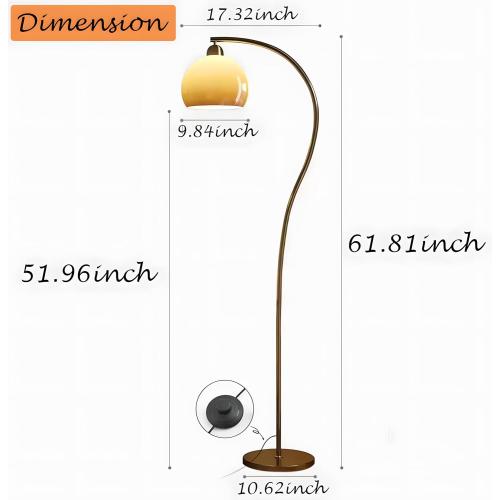 Bofea-Arc Floor Lamps for Living Room Gold Floor Lamp with Orange Glass Shade,3 Color Temperatures,Orange Tall Reading Light with Foot Switch，Ambient Lighting Lamps Mid Century Arch Lamp for Bedroom