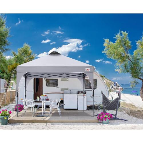 Size 10x10 Color Grey ABCCANOPY Outdoor Pop up Canopy Tent, 10x10 Instant Portable Canopy for Camping, Beach, Backyard,Gray