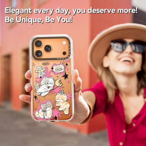 Rosarnnah for iPhone 17 Pro Case Cute - Durable Shockproof 6.6 ft Drop Impact Phone Case - Funny Space Kitty Cat Design (6.3) Clear