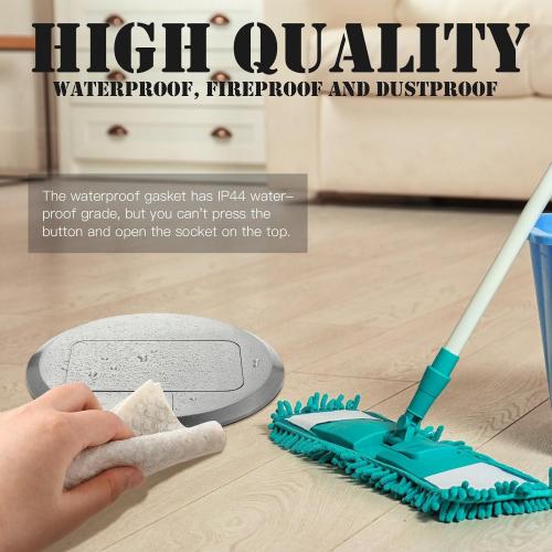 Hoolerry 1 Pack Round Pop up Floor Electrical Outlet Cover Kit with 4.8a USB Charger 20amp Waterproof Tamper Resistant Tr Receptacle Outlet Box for Countertop Home(Silver)