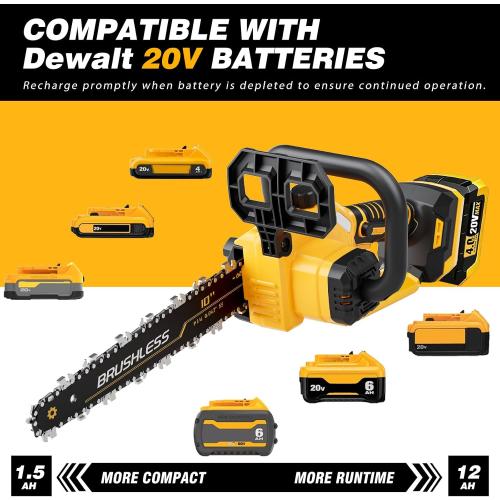 2-in-1 Electric Pole Saws Compatible with Dewalt 20V MAX* Battery, 10 Inch Cordless Chainsaw for Tree Trimming, 14.5 FT Max Reach Extension Pole for Outdoors Pruning with 1×4.0ah Battery