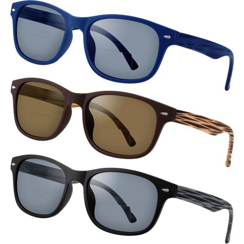 EYEGUARD 3 Pack Bifocal Reading Sunglasses for Men and Women Sun Readers UV400 Protection Outdoor Reading Glasses