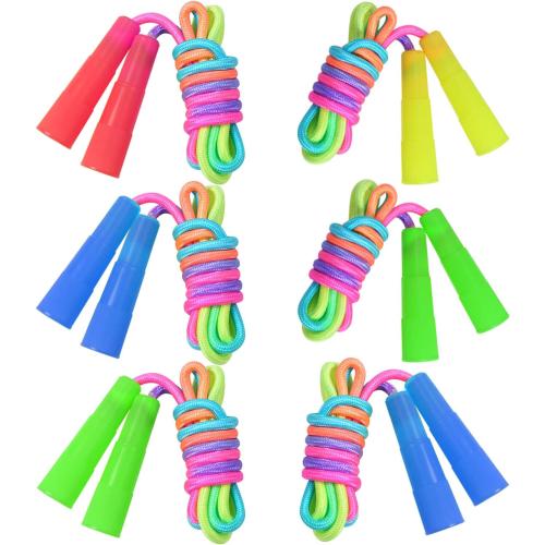 Elcoho 6 Pack Rainbow Jump Rope Set Jumping Ropes Physical Education Skipping Rope