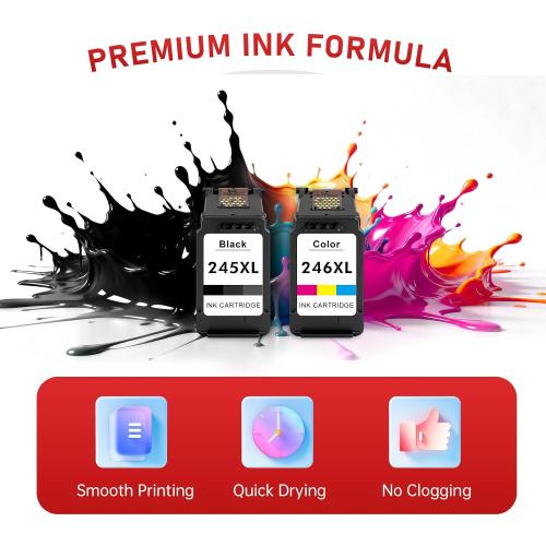 High-Yield PG-245XL CL-246XL Ink Cartridge Combo Pack Compatible for Canon 245 246 XL Work with Canon PIXMA TR4520, TS3320, MG2522, MG2525, MX490, TS302 Printer (1 Black, 1 Color)