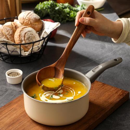 Wooden Spoons for Cooking, **12 Pcs *Teak Wood Kitchen Utensils Set with Spoon Rest - Nonstick Heat Resistant Wooden Cooking Utensils, Natural Healthy Spatula Set for Pots and Pans