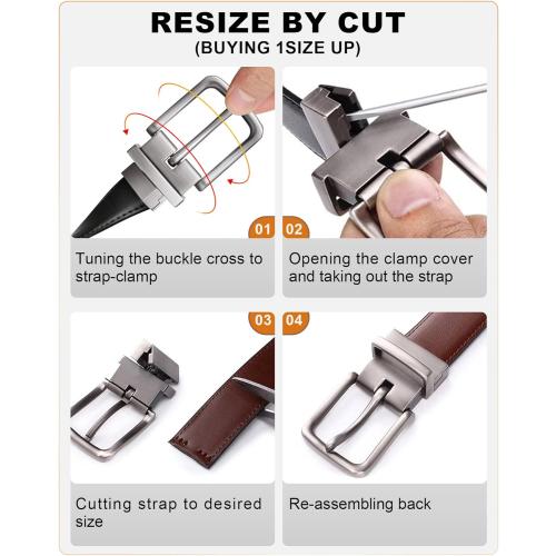 BULLIANT Men's Belt,Reversible Belt Adjustable For Gift Men 1.25”-Cut For Fit-2 Sides in 1 Belt(Not 2)