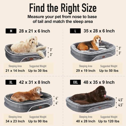 OhGeni Orthopedic Big Dog Couch Pet Sofa Cat Beds with Comfort Foam Support, Soft Comfortable Fabric, Machine Washable Waterproof Removable Cover, (Gray)