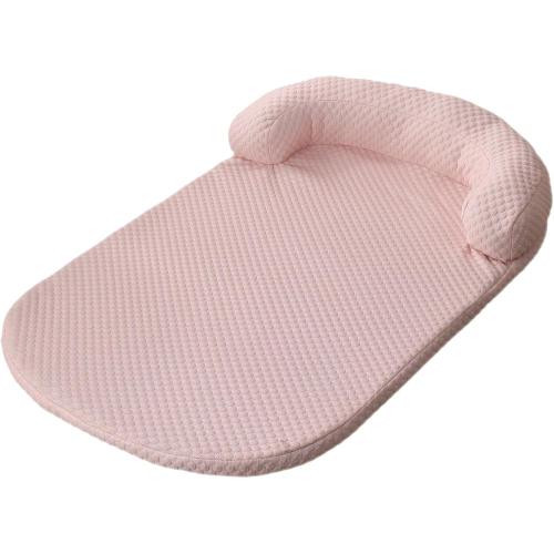 GIBZ Removable Dog Bed with Zipper, Washable Cat Mattress with U Shape Neck Pillow, Breathable Pet Sleeping Mat, Pink, 55x40cm