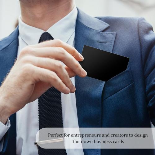 200 Pack Black Metal Business Cards Alloy Metal Business Card Blanks for Laser Engraving Customer DIY Cards (Glossy & Matte Black)