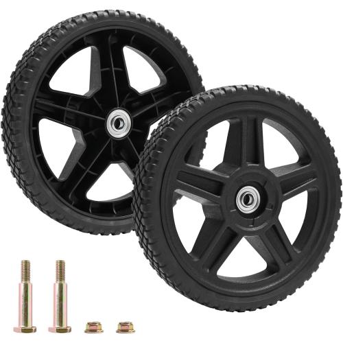 14 Inch Lawn Mower Wheels (2-pack) Includes Bolts, Nuts, General Plastic Wheels fits Craftsman Mower, Generator, Garden Tiller Most Standard Push Lawn Mowers (14×1.75'')