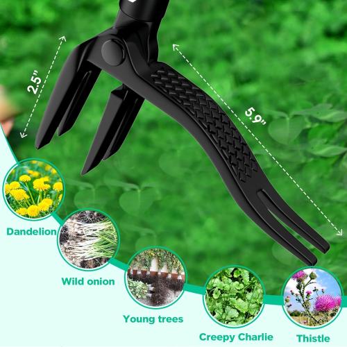 Lilyvane Weed Puller with Long Handle- 63inch - Adjustable Stand Up Weed Puller Tool, Heavy Duty Stand Dandelion Digger Puller, Ergonomic Standing Weeding Puller Tool Weed Picker for Garden Lawn