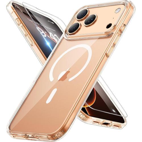 miracase Magnetic for iPhone 17 Pro Case 6.3 with Screen Protector, [Compatible with MagSafe] Military-Grade Protection, Anti-Fingerprint, Slim Thin Phone Case for 17 Pro Cover, Clear