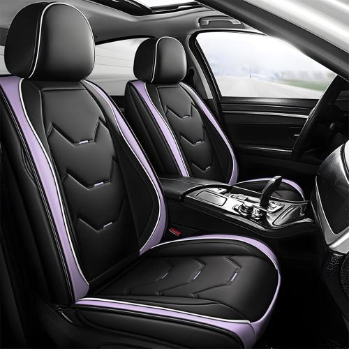 Leather Car Seat Covers Full Set 5 Seats SUV Truck Black Purple Waterproof | Fit Sedan Vans Leatherette Cushion Protector Compatible with Most Honda Chevy Ford Hyundai Nissan Jeep No Pillows
