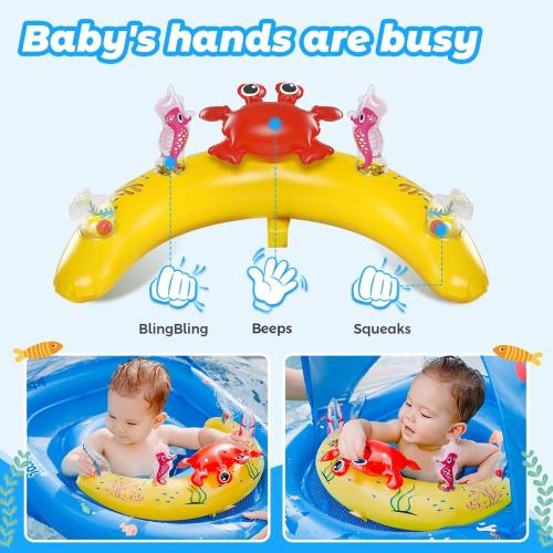 Baby Pool Float with UPF50  Sun Protection Canopy and Toy Play Console for Infant, Toddler, Adjustable Safety Seat for 3-36 Months