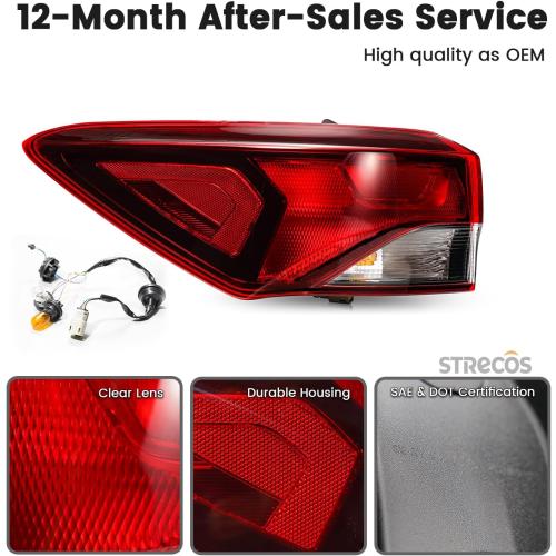 Tail Lights Compatible with 2021 2022 2023 2024 2025 Chevy Trailblazer LT LS L Outer Taillight Rear Turn Signal Brake Lamp Assembly w/Harness and Bulbs Replace 42825751 (Left Driver Side)