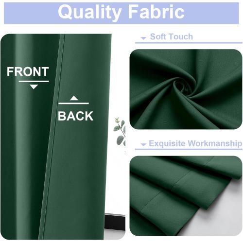 Simplebrand Ava Ever Green Blackout Curtains for Bedroom 84 Inch Length 2 Panels Set, Solid Thermal Insulated Privacy Living Room Window Treatment Curtains Blackout Drapes, W50 x L84 Inch, Ever Green