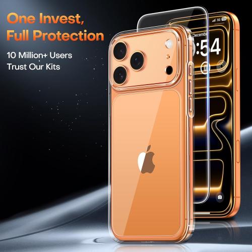 TAURI for iPhone 17 Pro Max Case, Full Camera Protection with Screen Protector, Anti-Yellowing Military-Grade Protection Shockproof Slim Phone Case for iPhone 17 Pro Max Phone Case, Clear