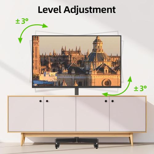 USX Mount Mobile TV Cart Rolling TV Stand with Wheels for 23-60 LCD LED Flat/Curved Panel Screens,Height Adjustable Floor Stand Holds up to 99Lbs Portable Stand,Max VESA 400x400mm