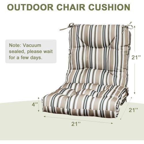 COOS BAY Tufted High Back Chair Cushions, 42x21 Inch Outdoor Patio Furniture Cushions, Water Resistant Rocker Seat Pads, 2 Pack, Beige Stripes