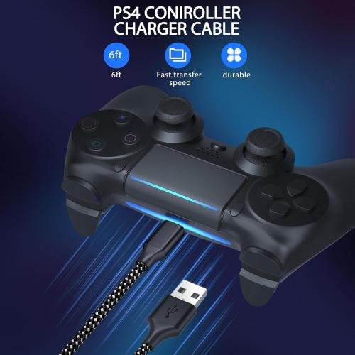 PS4 Controller Charger Cable 3-Pack 6FT for Xbox One Controller Dualshock 4,PS4 Charging Cord,Nylon Braided Micro USB Data Sync Cable for PlayStation 4 PS Slim Pro,Charge and Play Wire 6 ft