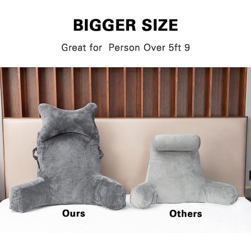 SLIGUY Reading Pillow Extra Large 31 Bed Rest Pillow with Detachable Neck Roll for Sitting in Bed or Couch Adult Back Pillow for Watching TV/Gaming/Relaxing