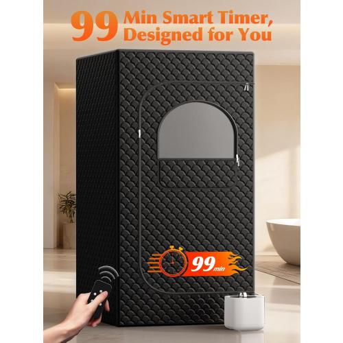 Portable Sauna Box for Home, Personal SPA Steam Sauna with 10 Min Fast Heating & 9 Levels Heat, Warm Sauna Tent with 3L/1200W Steamer,