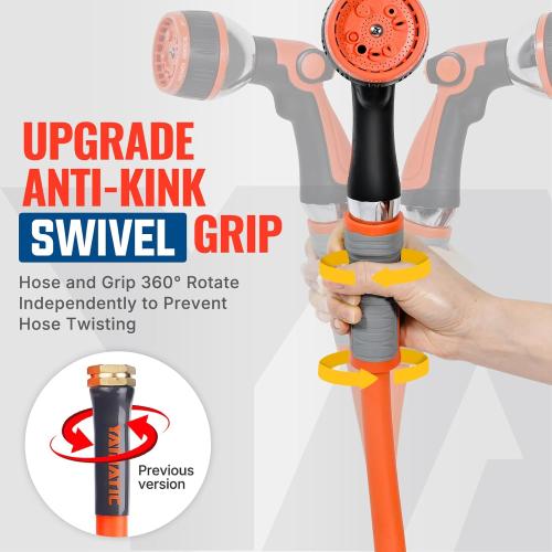 Size 50ft YAMATIC Heavy Duty Garden Hose 5/8 in x 50 ft with Swivel Fitting, Super Flexible Water Hose, All-weather, Lightweight, Burst 600 PSI