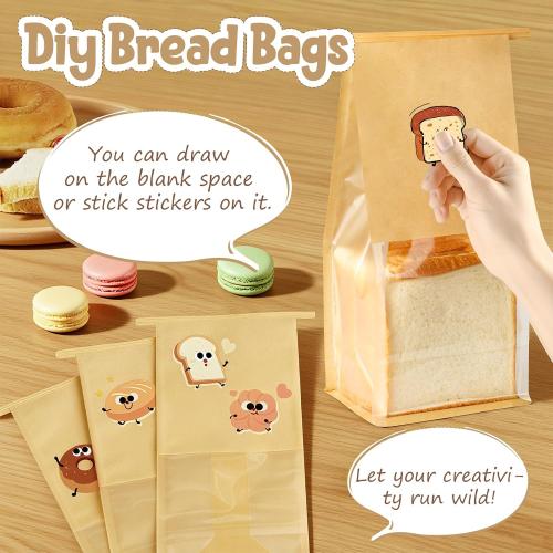 HONKID Cookie Bags with Seal, 50 Pack 3.9x3.1x8.2 Inches Small Bakery Bags with Window Tin Tie Tab Lock Resealable Cookie Gift Bags for Cookies Donut Baked Goods Packaging