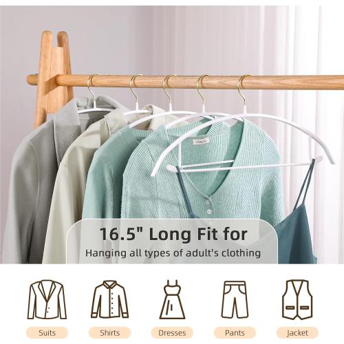 Pack of 20 Size 16.5 Color White  Clothes Hangers 20 Pack, Non Slip Hangers Sweater Hanger No Shoulder Bump, 16.5 Inch Wide Durable and Strong Shirt Coat Dress Skirt Suit Hangers with Pants Bar for Laundry & Everyday Use, White