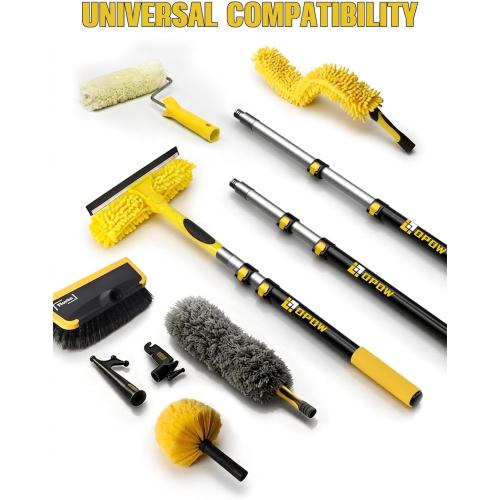 4.5-18ft Commercial Grade Extension Pole - Ultimate Reach for Large Buildings & Pro Use - Maximum 24ft Total Reach with Secure Lock System