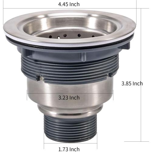 3-1/2 Inch Sink Drain Assembly Kit, Removable Deep Sink Strainer Basket with Sink Stopper/Sealing Lid for Home, Kitchen, Stainless Steel