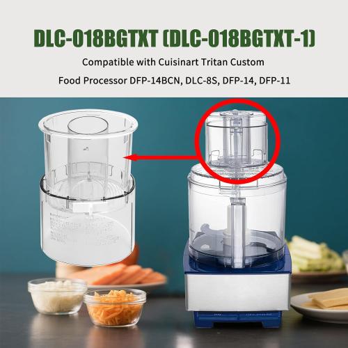 DLC-018BGTXT (DLC-018BGTXT-1) Large Pusher and Sleeve Assembly Fit for Food Processors, Compatible with Cuisinart Tritan Custom Food Processor DFP-11, DLC-8S, DLC-8SY, DFP-11 Deluxe 11,DLC -5,DLC-7FPC