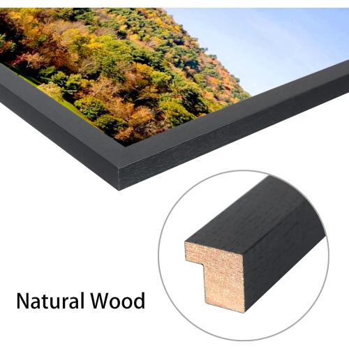 LTYHHK 17x22 Picture Frames Solid Wood with Black Mat, Displays Pictures 15x20 with Mat and 17x22without Mat, 15x20 Poster Frame for Wall 17x22 Photo Frames Family Black (L22B1722B1520)