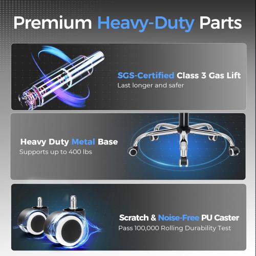 GTPLAYER Big and Tall Gaming Chair 400lbs Heavy Duty Office Chair with Foot Rest & Ergonomic Pocket Spring Lumbar Support, High Back 3D Saddle Shaped Cushion for Back Pain Relief, Matte-Black ⚠️MISSING BOTTOM WHEEL CONNECTOR KNOB SCREW⚠️