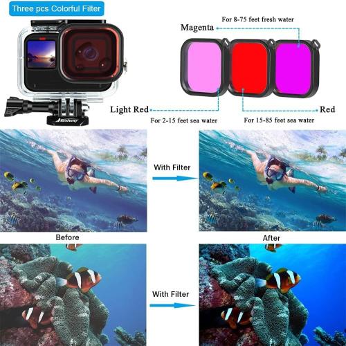 Accessories Kit for Gopro Hero 13 12 11 10 and 9 Black Battery Cover Door Waterproof Housing Silicone Case Glass Screen Protector Bundle for Go pro Hero13 Hero12 Hero11 Hero10 Hero9-63E