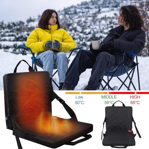 2 pack Upgraded Comfort for Sports Enthusiasts - Portable Heated Stadium Seat Cushion, Extra Wide and Foldable for Bleachers (Power Bank Not Included)