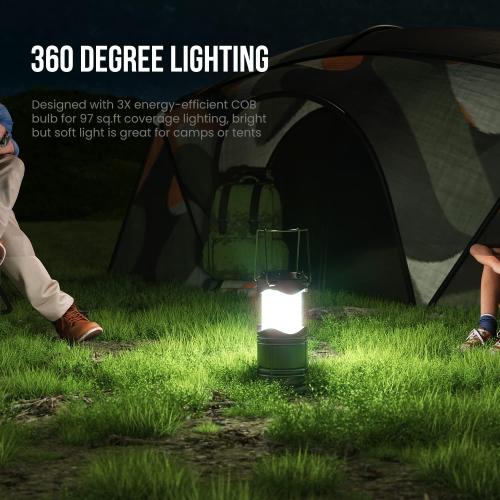 Lichamp LED Camping Lantern, 4 Pack Battery Powered Flashlight for Power Outages, Portable Collapsible Hanging Light Essential for Home, Outdoor, Emergency Lamp Survival Kit Gear for Hurricane, Black