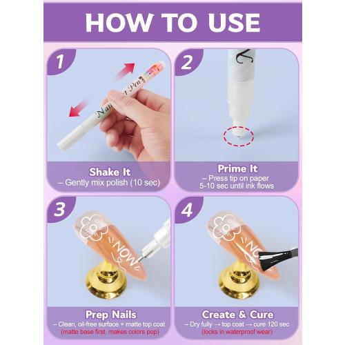 ??1 PCS White Nail Art Polish Pens, Kalolary 0.5mm Nail Art Markers Nail Point Graffiti Dotting Pen Drawing Painting Liner Brush for DIY Nail Art Beauty Adorn Manicure Tools