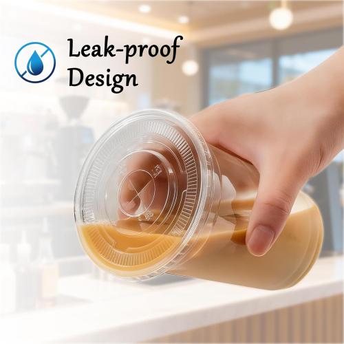 100 Pack 16 oz Clear Plastic Cups with Lids and Straws, [Leak-Proof & Crack-Resistant] Disposable Iced Coffee Cups for Smoothies, Bubble Tea, Juice and Cold Drinks, BPA Free