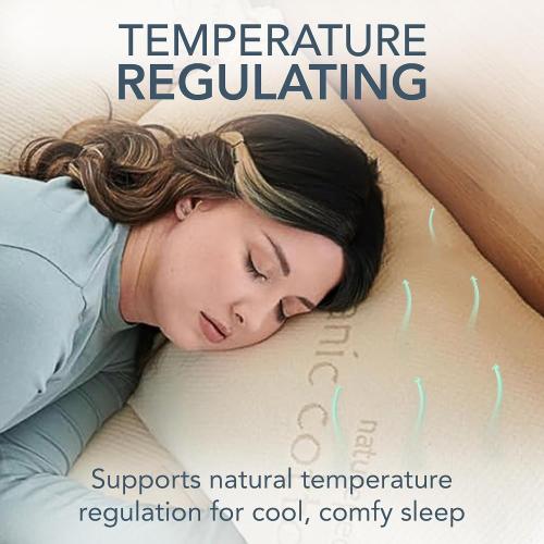 Naturepedic Organic Wool Pillow - Queen-Sized Organic Pillow Filled with Natural Wool Fibers and Lined with GOTS-Certified Organic Cotton