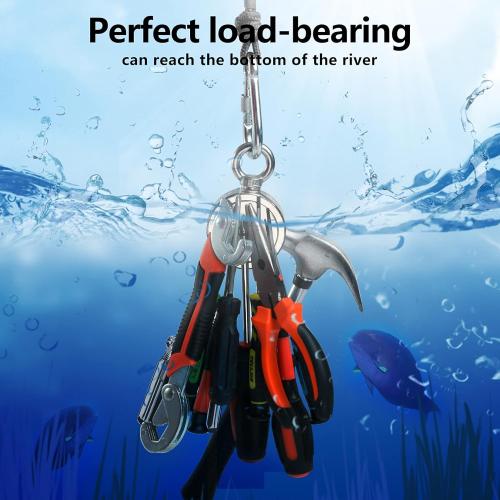 VNDUEEY 760 LBS Magnet Fishing Kit, Fishing Magnets Kit Includes Grappling Hook, Heavy Duty 65FT Rope, Gloves & Locking Carabiner - 2.36inch Diameter