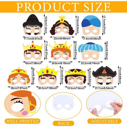 Hotop 30 Sets Purim Masks Decorations Jewish Party DIY Purim Masks Jewish Costume Gifts Role Play Cosplay Religious Party Favors Supplies