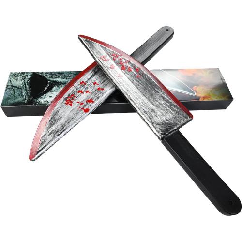 MyersCostume 2Pcs Halloween Knife Jumbo Plastic Bloody Butcher Knife