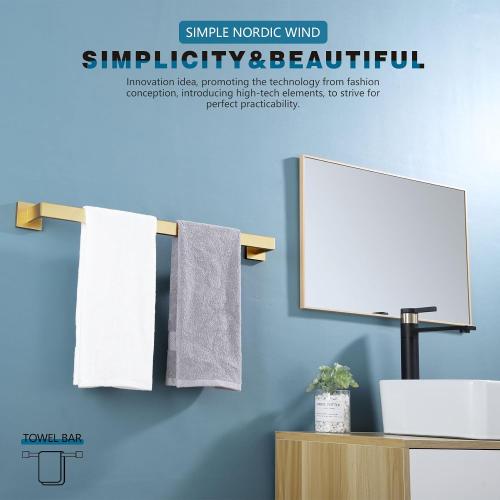 KOKOSIRI 24-Inch Single Towel Bar, Bathroom Kitchen Towel Holder, Wall Mounted SUS304 Stainless Steel Towel Rack, Brushed Gold, B4003BG-L24‼️mounting hardware not included‼️